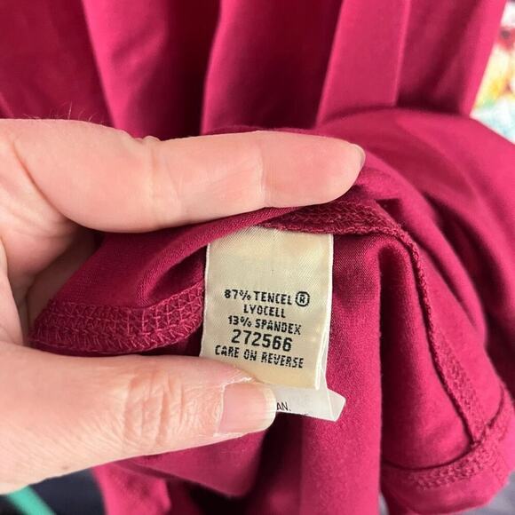 L.L. Bean 3/4 Sleeve Shirt Dress Burgundy size Large Style 272566 - Picture 5 of 6